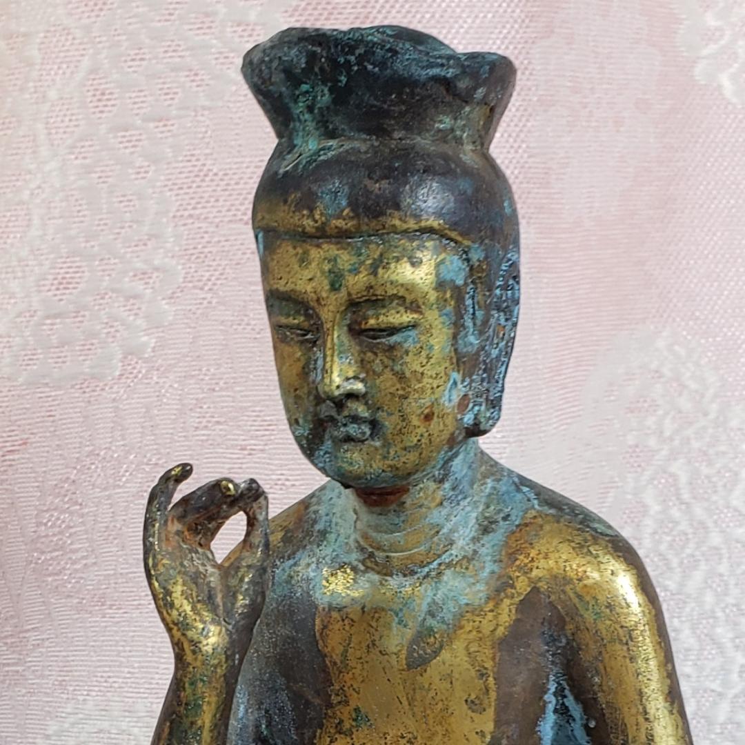 博物館級】◇金銅半跏思惟像 全高:29cm 仏像◇検）天平仏 飛鳥