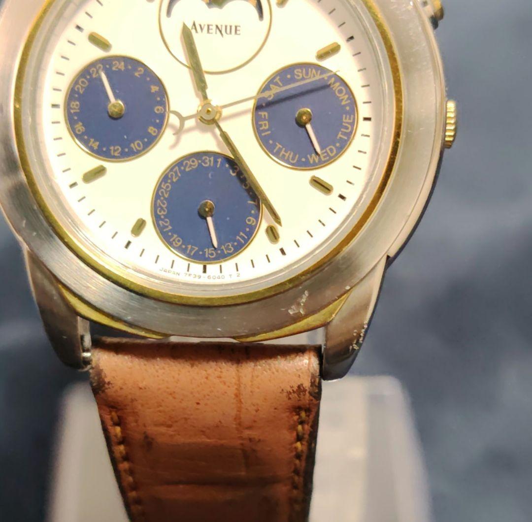 SEIKO　AVENUE 7F39-6060 ムーンフェイズ　デュアルタイム