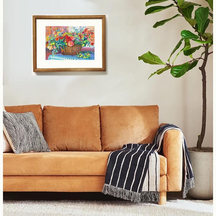 ガーデン　フラワー　インテリア　カントリー　 赤　バスケット　ブラウン　茶色　花