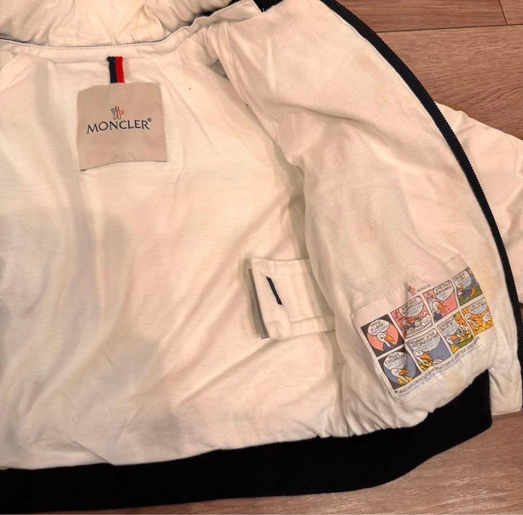 モンクレール 92cmフード付きダウンジャケット ネイビー/ホワイト