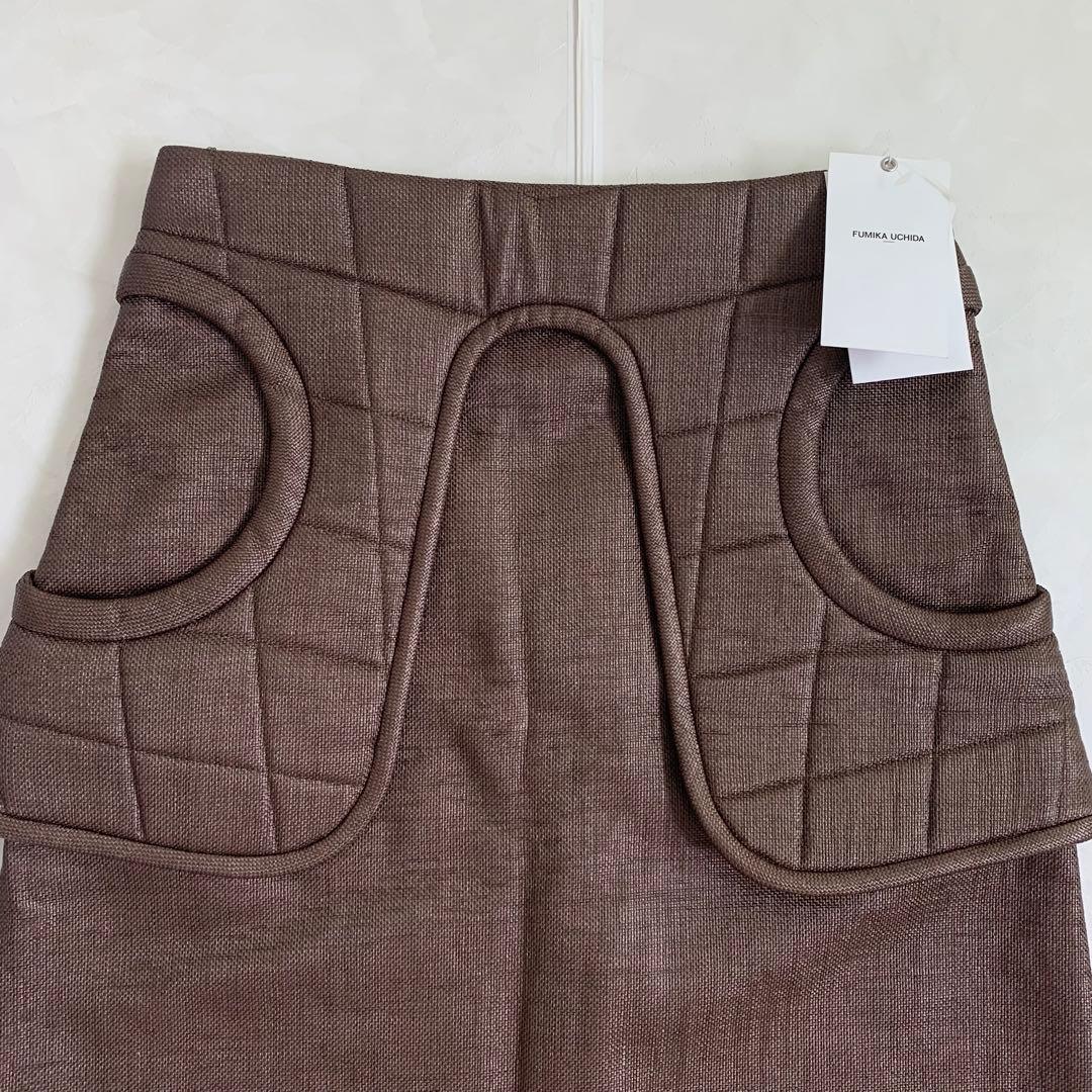 フミカウチダ　RAFFIA WAIST PAD MIDDLE SKIRT