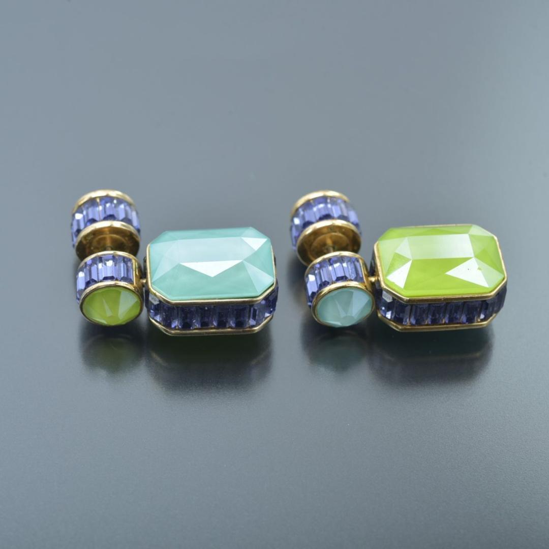 美品 スワロフスキー オルビタドロップ ピアス 両耳 オクタゴンカット