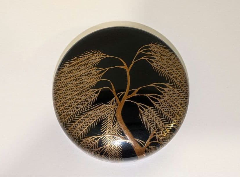 柳橋蒔絵 棗』宗水作 茶道具 共箱共布 清水宗水 内銀溜塗