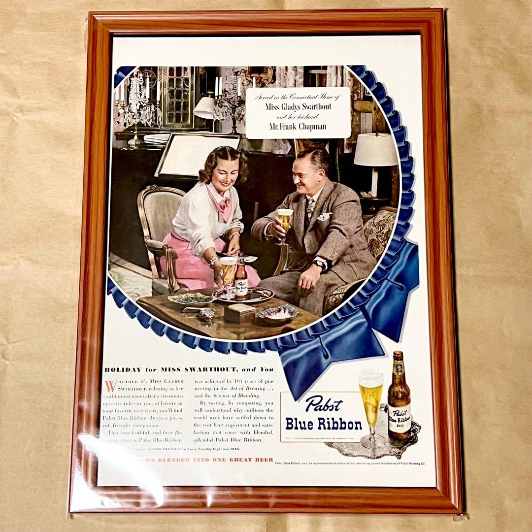 希少品！ Pabst Blue Ribbon パブスト ブルー リボン ポスター 希少品！ Pabst Blue Ribbon パブストブルーリボン ポスター広告