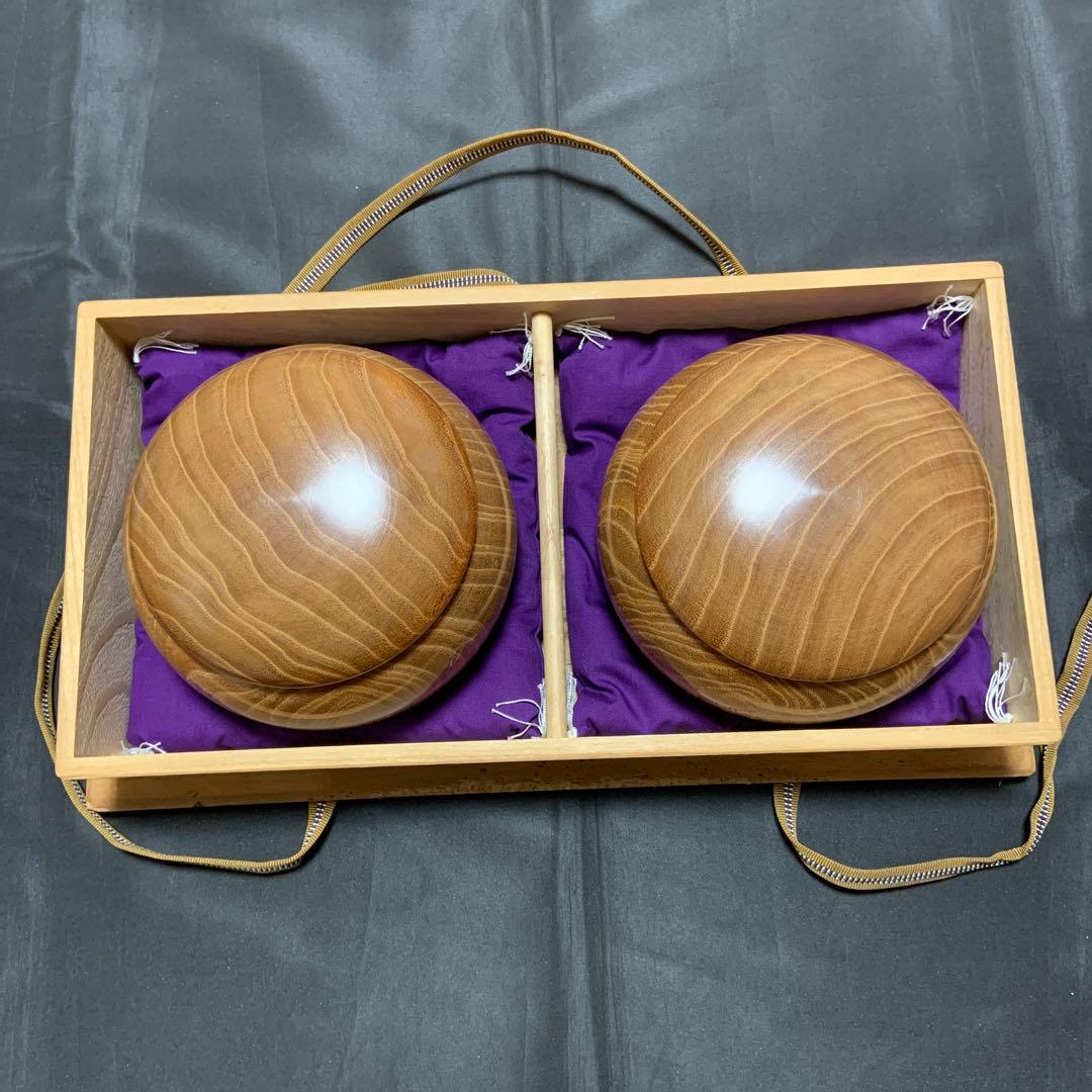 囲碁 黒白石 大理石 木製碁石入れ