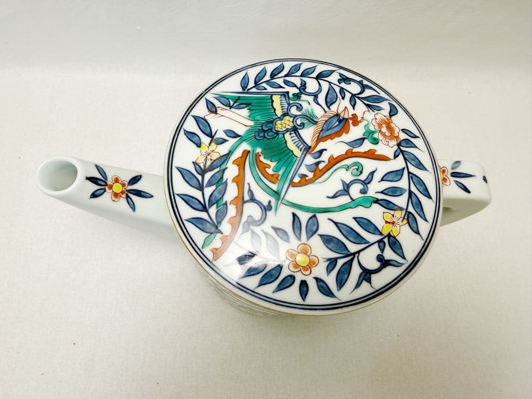 未使用 茶道具 静山造 差絵鳳凰絵 片口水注 水次 水差し