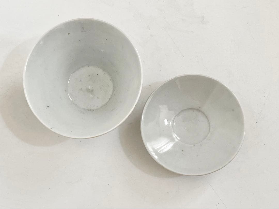 骨董　アンティーク　古伊万里　こんにゃく印判　井桁文様　蓋茶碗　初期伊万里　民藝