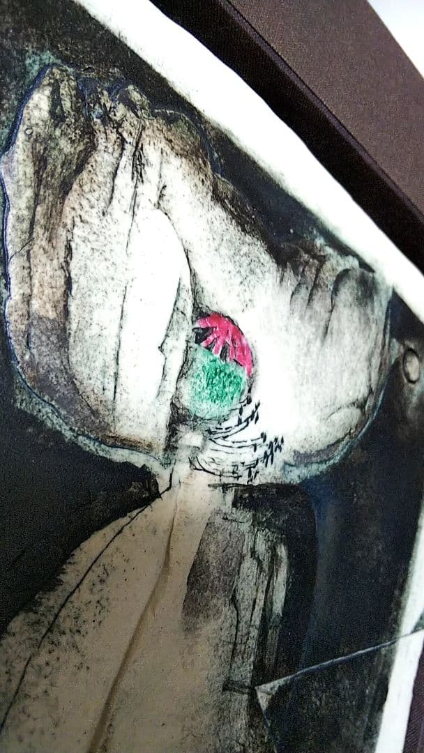 陶板 「白芥子」 三浦景生 染色