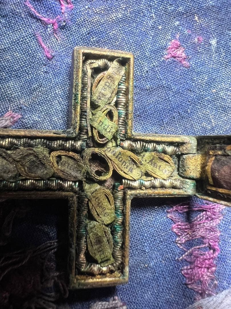 極稀少品 19世紀 真鍮製 聖遺物クロス キリスト教 アルマクリスティ