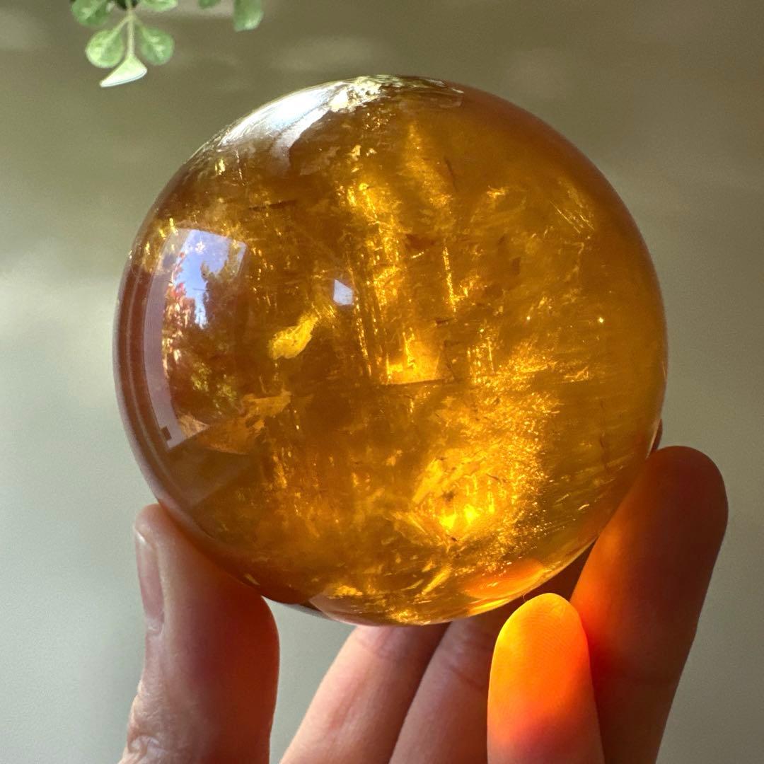 ハニーカルサイト　アンバーレア　スフィア　447.5g カルサイト　ゴールデン