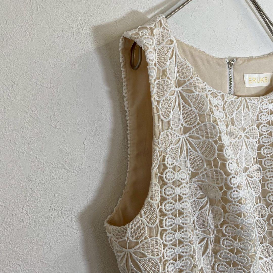 美品【エルケイ】総レースマーメイドワンピースドレス ノースリーブ パーティー