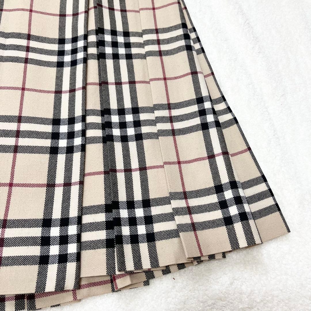 新品未使用　バーバリーロンドン　ノバチェック　プリーツスカート 毛　タグ付き36