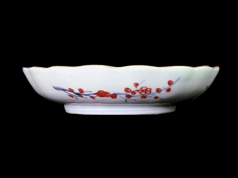 古伊万里　金襴手　花鳥紋に松竹梅の図　４寸皿　５枚　C071AS-CQj