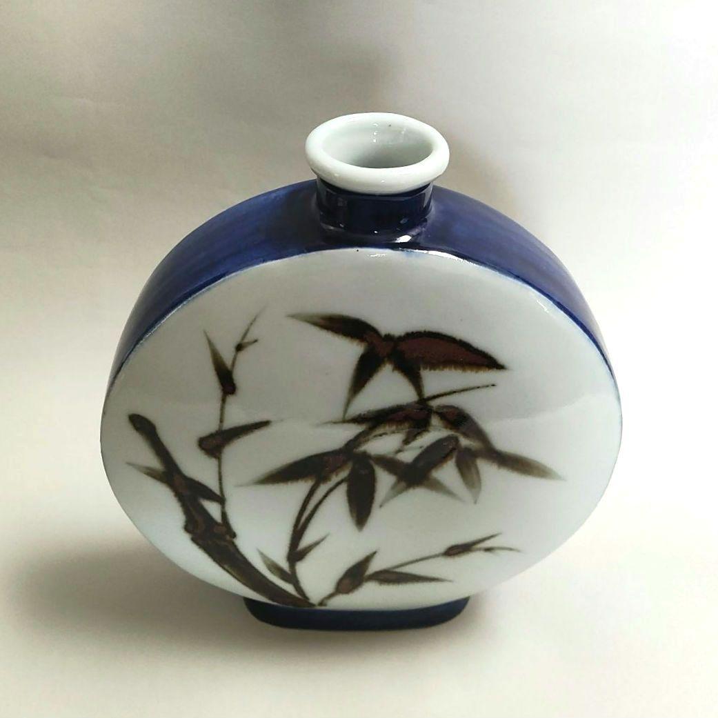 安東五 鉄砂梅竹文扁壺 李朝 高麗 白磁 安東五 鉄砂