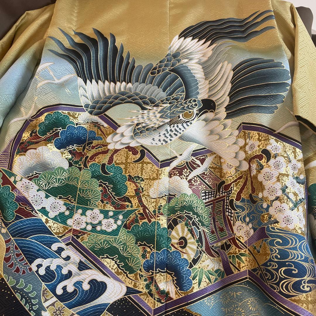 七五三用 金色と黒の着物　5歳児　七五三　着物