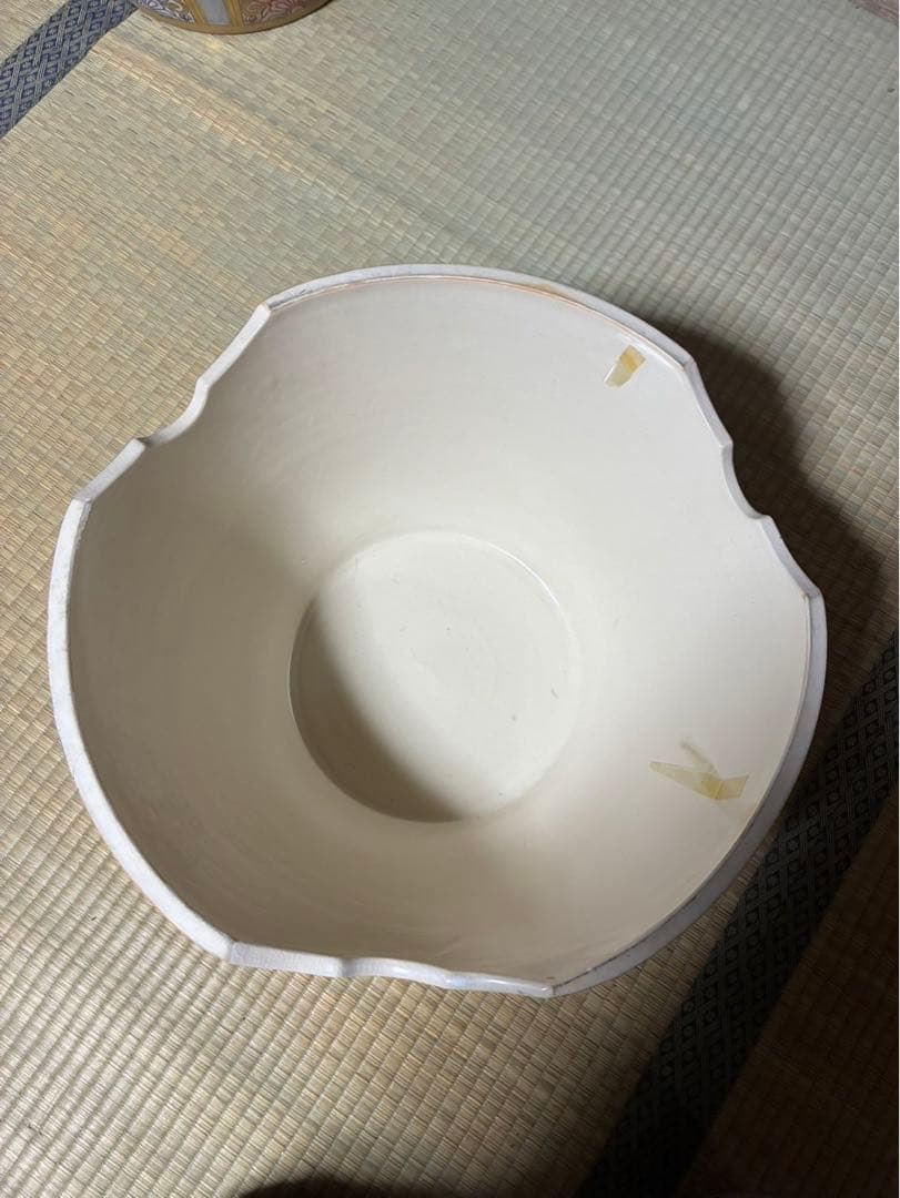 大型陶器花瓶 赤地 花模様 青い獅子 3段壺