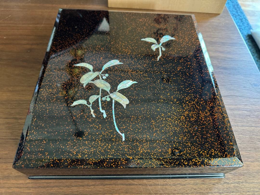 螺鈿　色紙箱　作家物