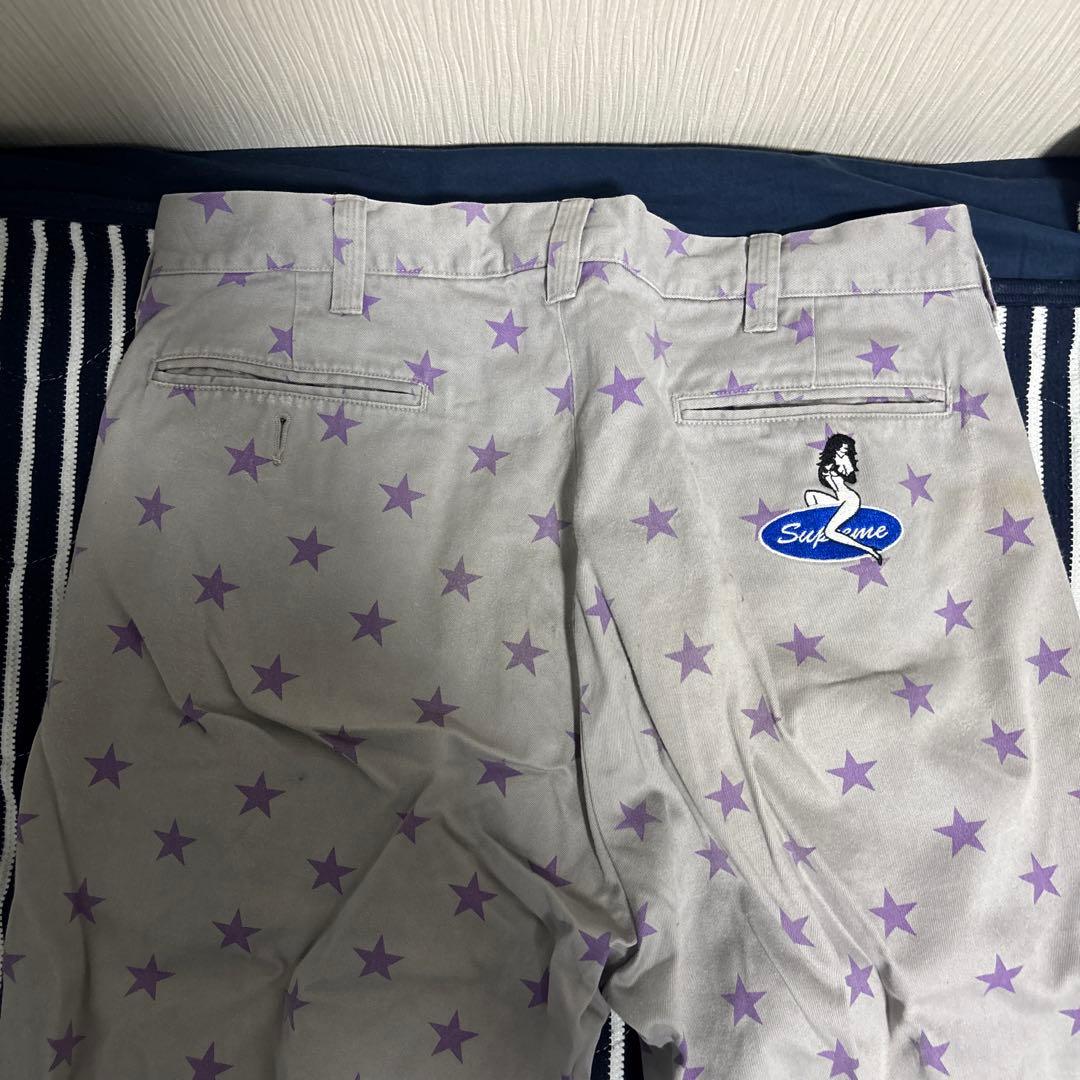 Supreme 星柄 チノパン グレー チノパン メンズ