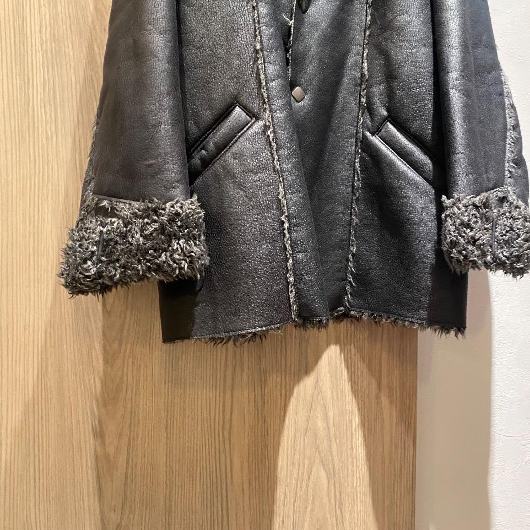 00s アーカイブ ネオお兄系 グランジ ファー 合皮 レザーコート XL