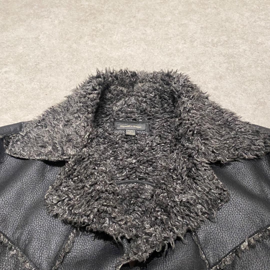 00s アーカイブ ネオお兄系 グランジ ファー 合皮 レザーコート XL