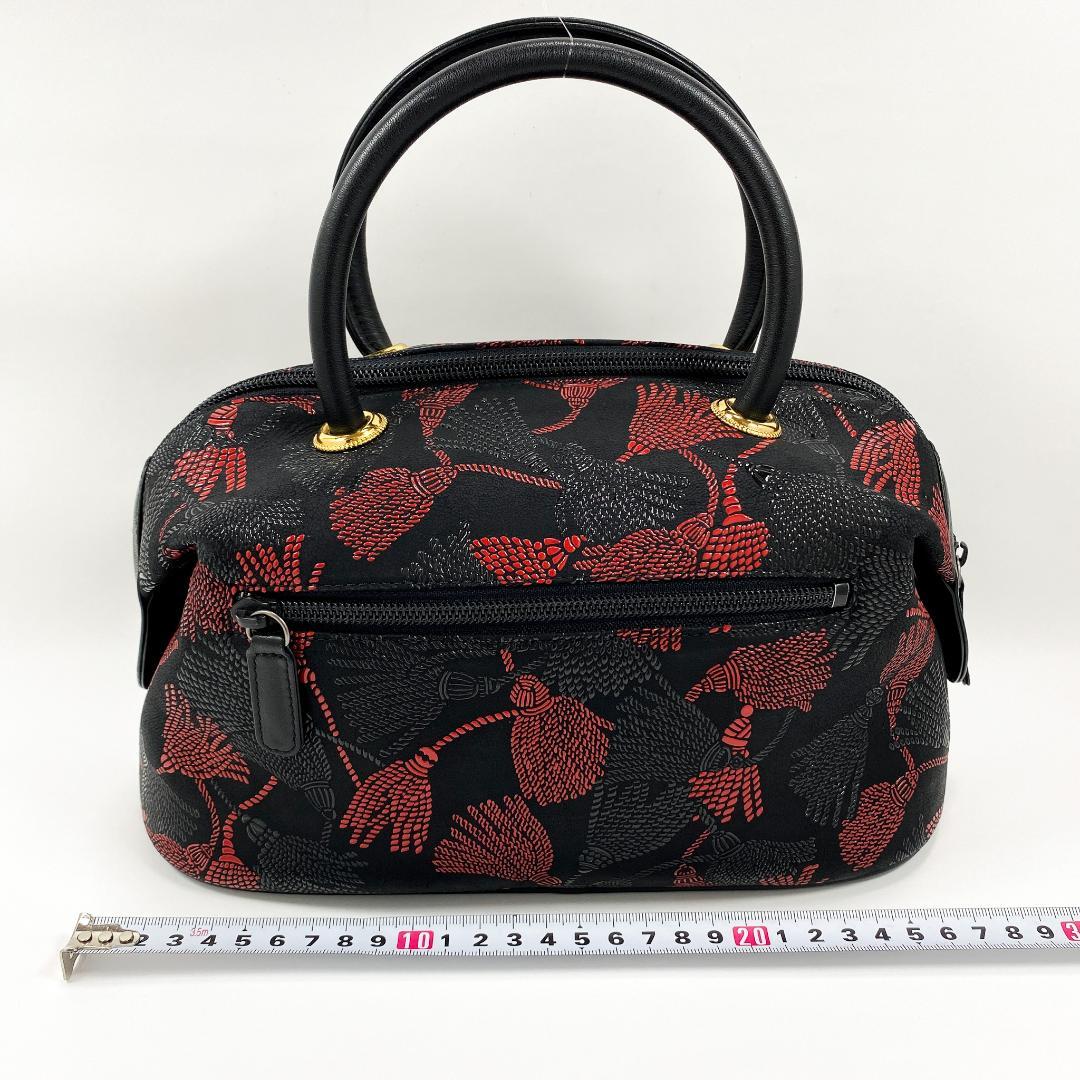 印傳屋 INDEN-YA ベネッセージ 房柄 ハンドバッグ 甲州印伝 鹿革