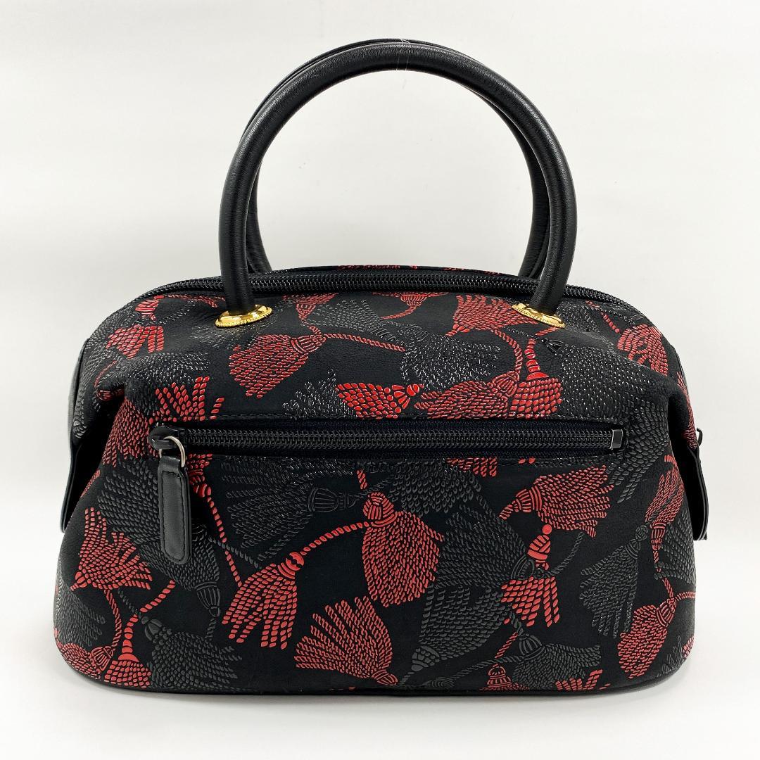 印傳屋 INDEN-YA ベネッセージ 房柄 ハンドバッグ 甲州印伝 鹿革