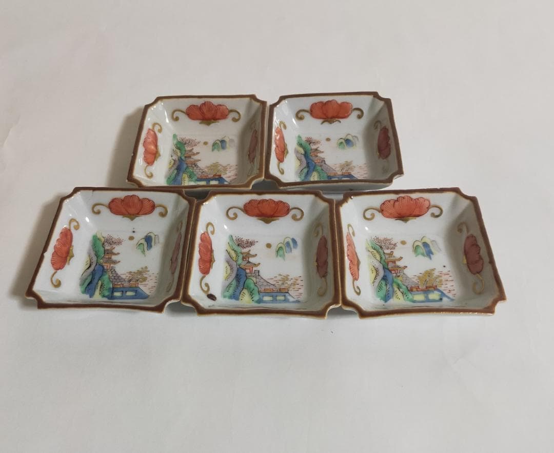 古代南京錦絵小皿五枚