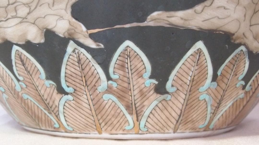 時代の美品】中国古玩 大清同治年製 花瓶 一対/2個 雲松鶴図 壺/つぼ