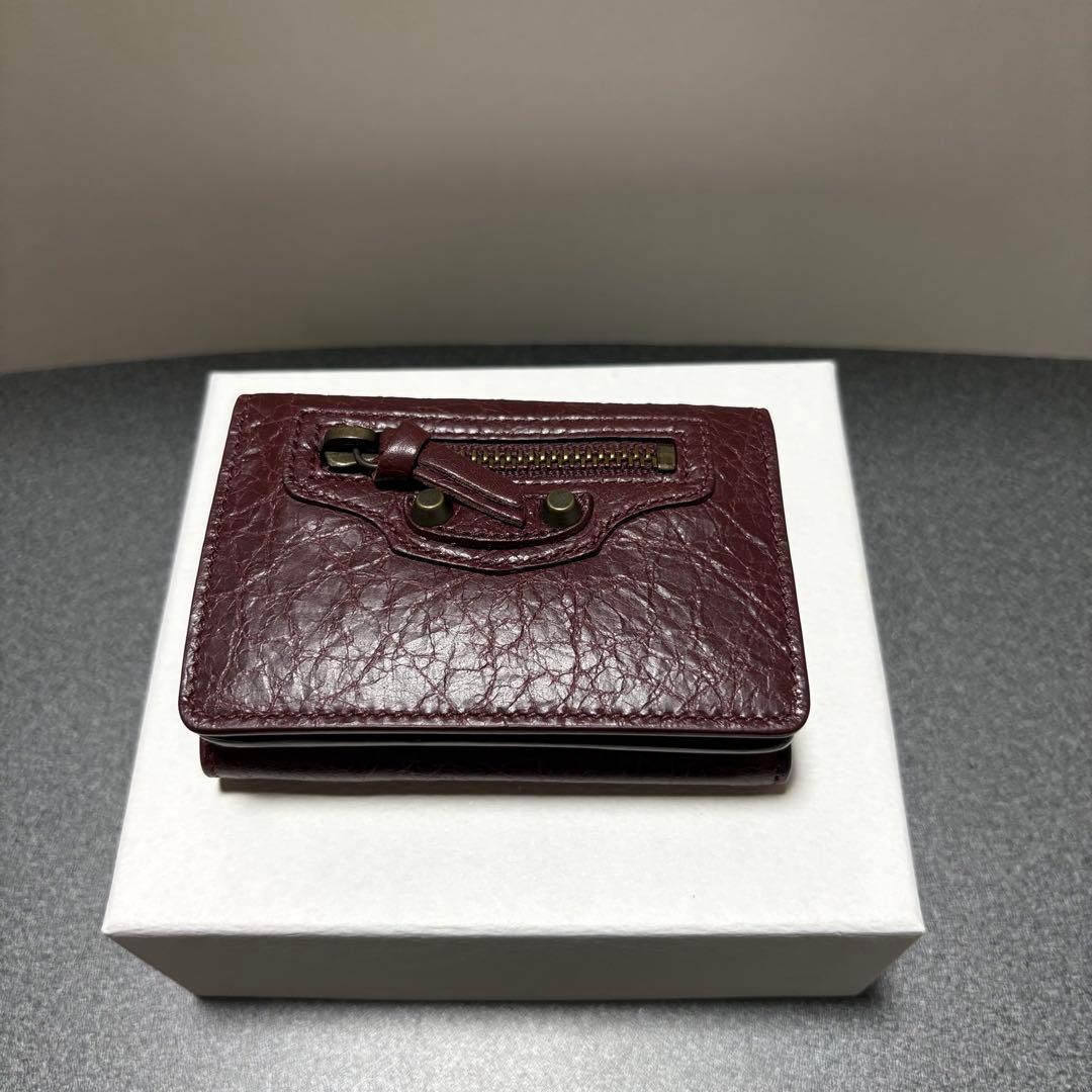 BALENCIAGA バーガンディ 三つ折り財布