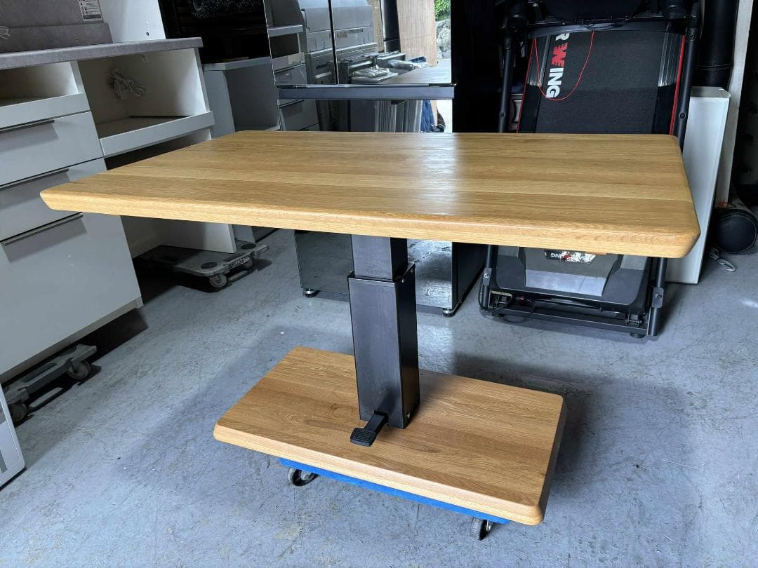 ＊バジル 国産 昇降式フリーテーブル リフティングテーブル 天然木