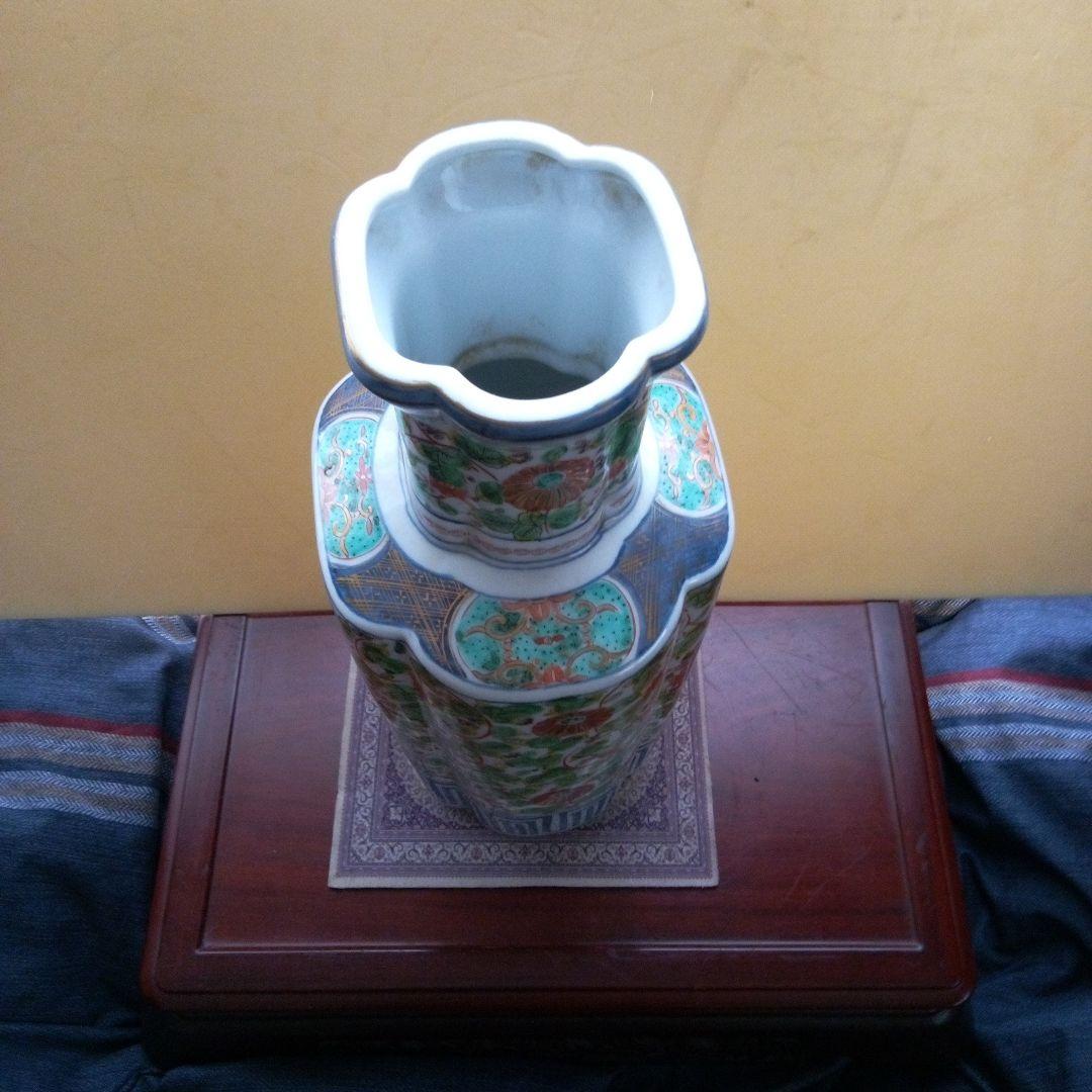 中国美術　粉彩花弁紋　花瓶