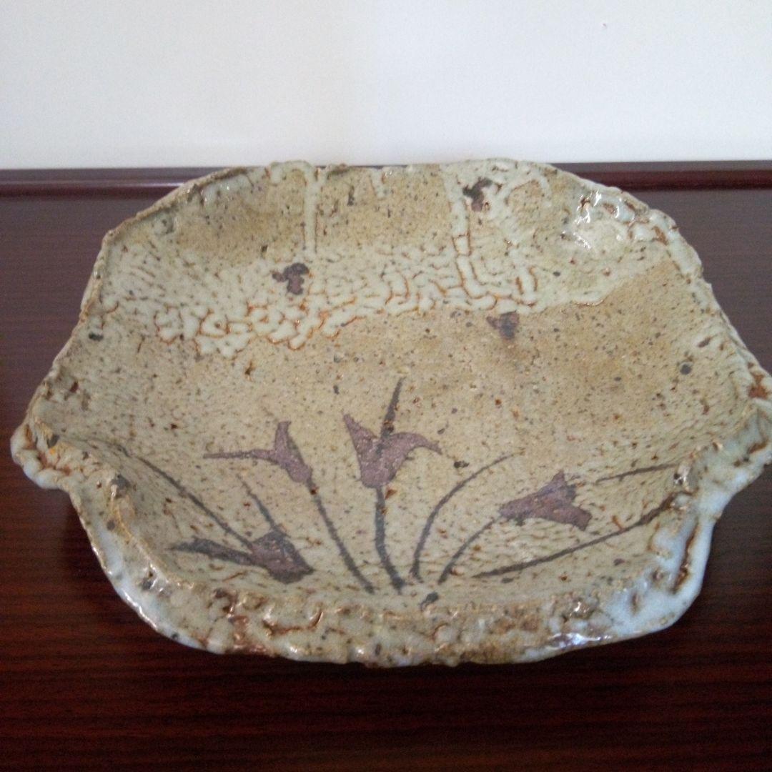 中川自然坊 絵唐津四方皿 23センチ