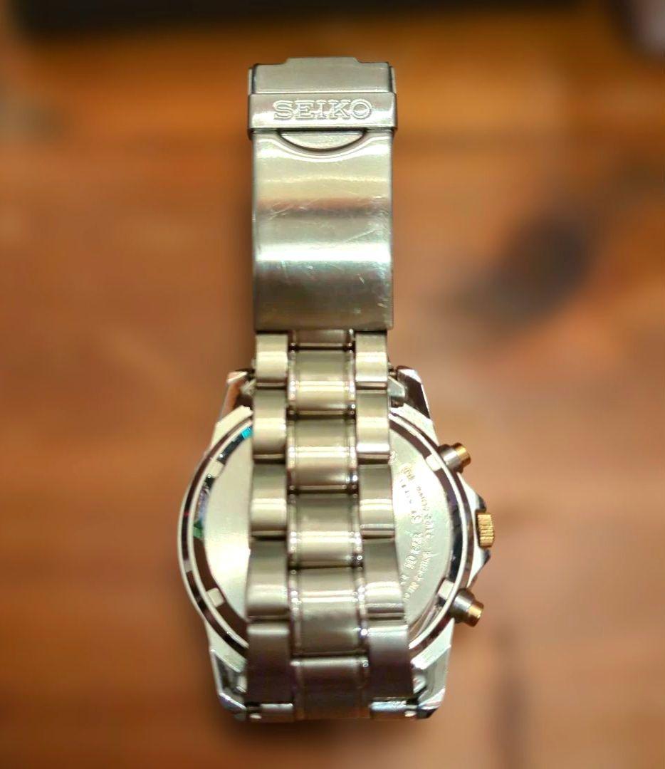 稼働良好！新品交換ベルト付き SEIKO クォーツ腕時計 クロノグラフ