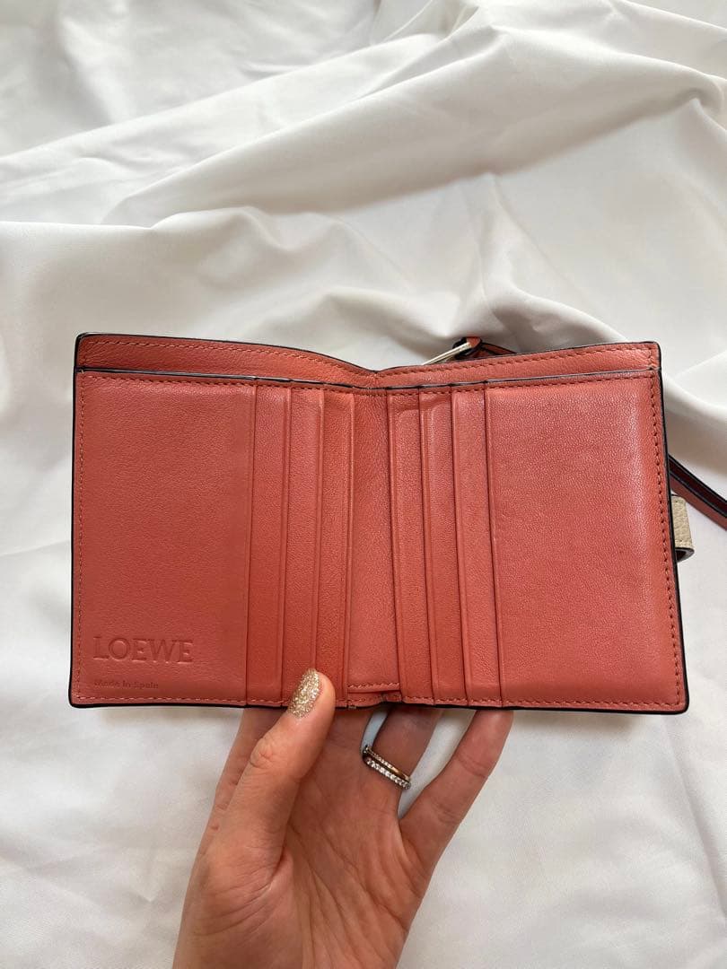 LOEWE 二つ折り財布 ベージュ/オレンジ 正規品