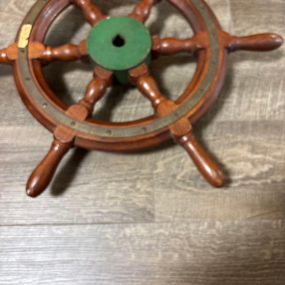 舵輪 木製 真鍮 直径74㎝ 船 舵 大型 木製 真鍮 / 船舶 操舵輪 船舵 (