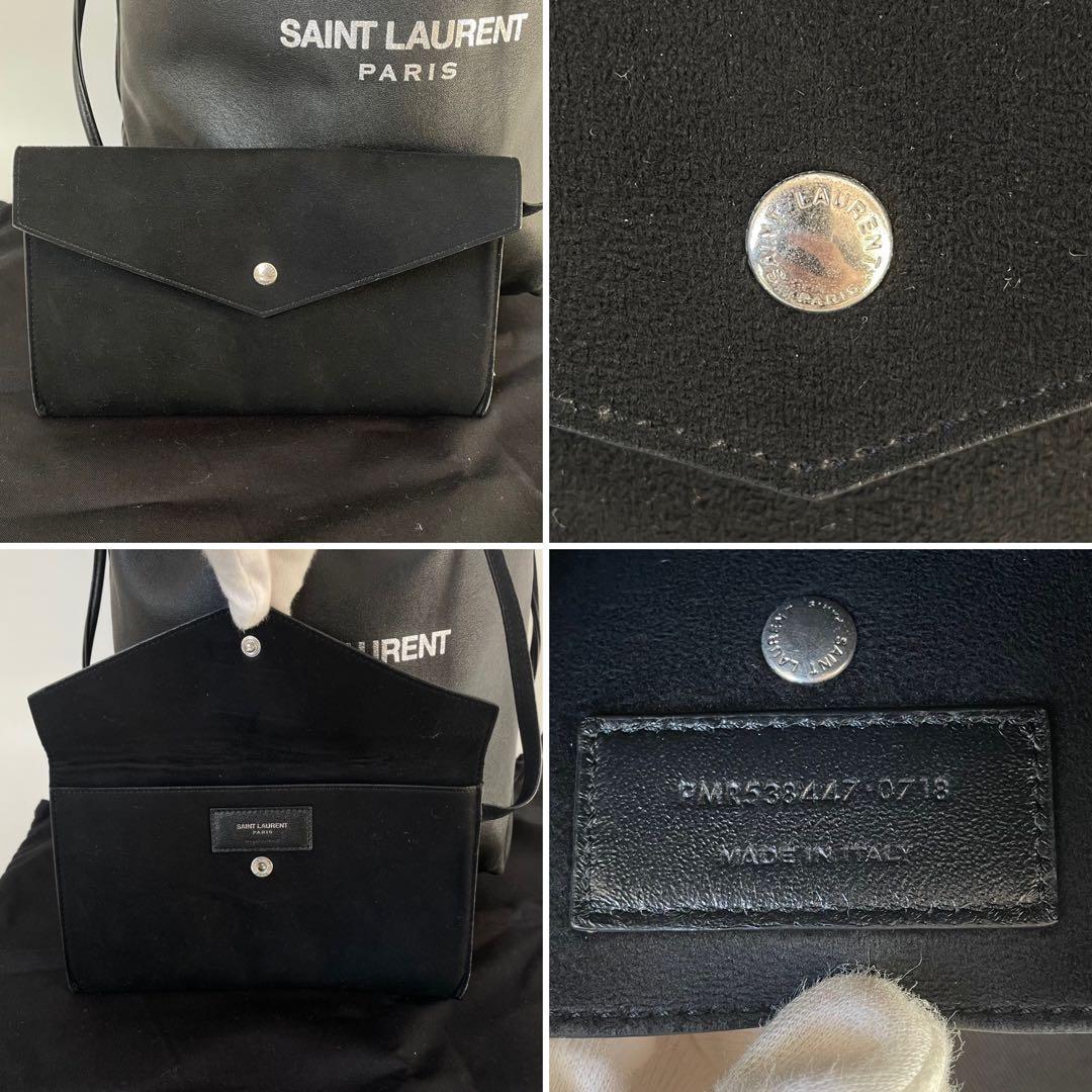 【極美品】サンローラン テディ ショルダーバッグ チェーン 巾着 レザー 黒