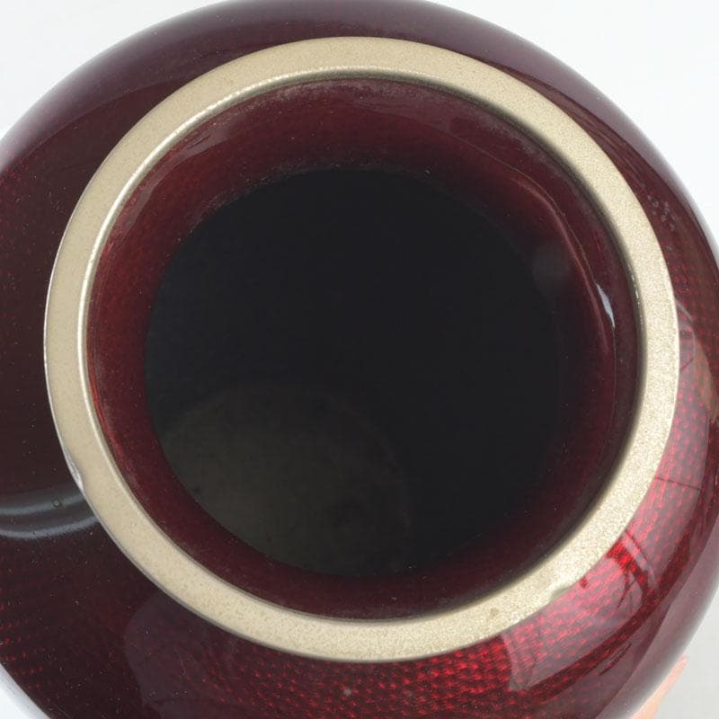 七宝焼　赤透釉　四君子文　花瓶　高さ約31㎝　V　9737A