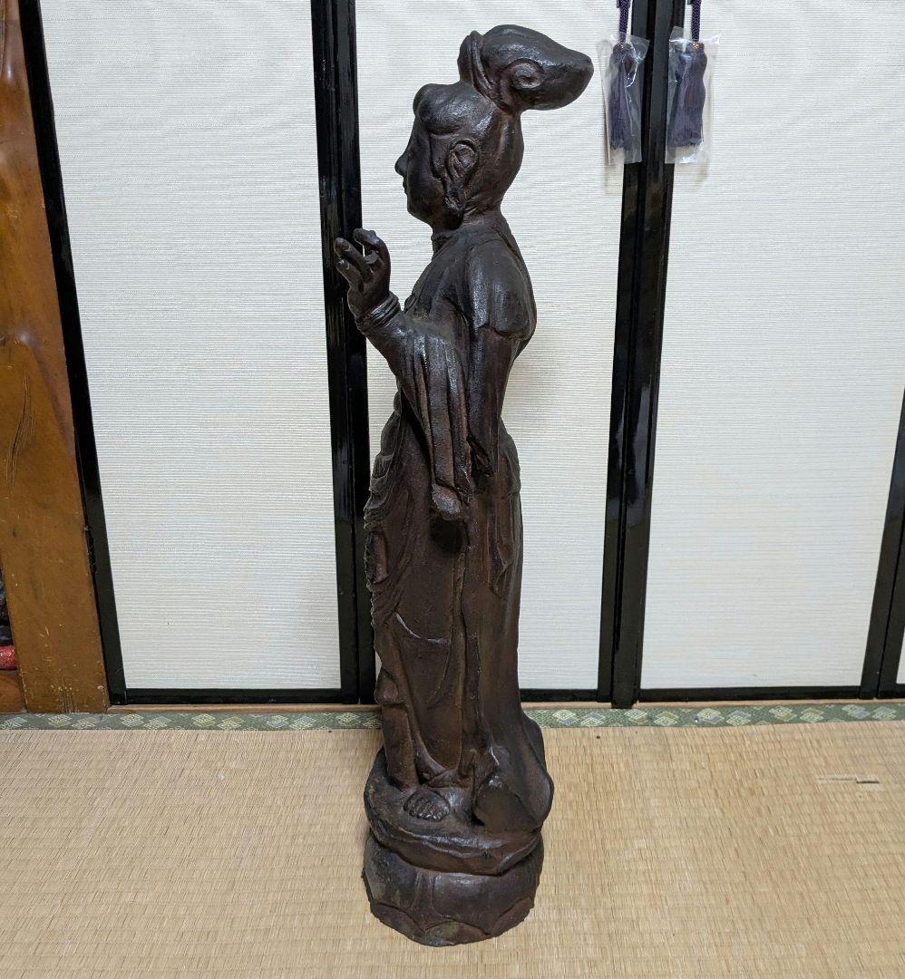 備前焼 観音菩薩立像 仏像 置物 細工物 仏教 観音様 在銘 作家作品 塑像