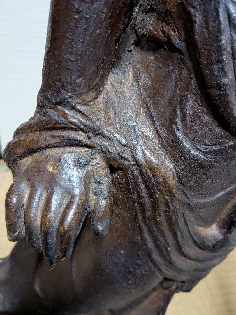 備前焼 観音菩薩立像 仏像 置物 細工物 仏教 観音様 在銘 作家作品 塑像