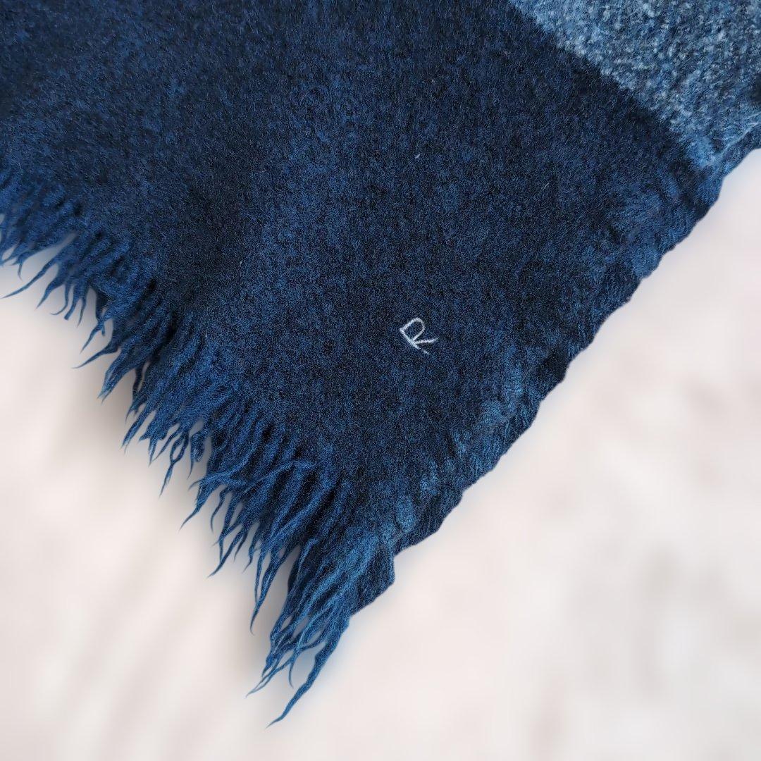 45R インドメリノカシミヤ 絣タータン ネイビー インディゴ フォー