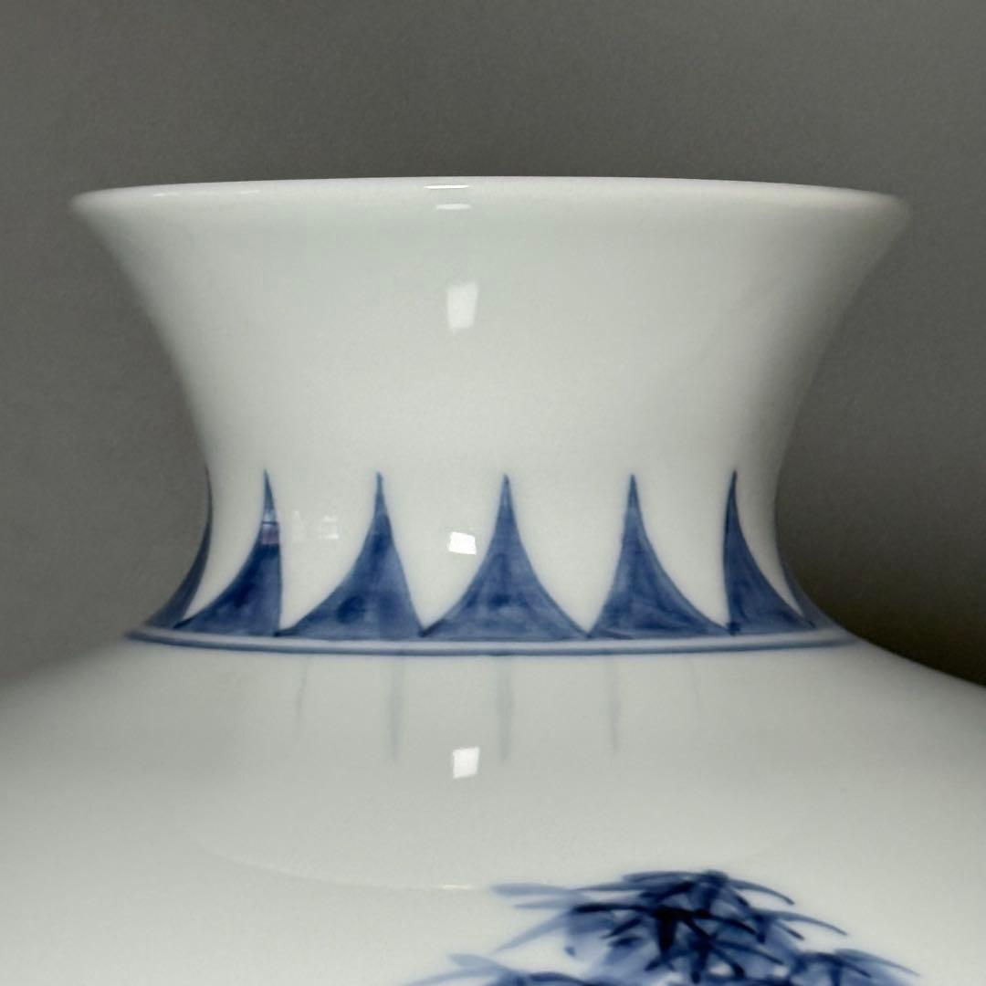 人間国宝 井上萬二 染付竹林賢人図花瓶 高32cm！ 最高位大作