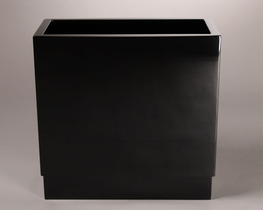 輪島塗名工「井波唯志」海華文 花器 蒔絵 沈金 黒塗 木製漆塗 花入 M971