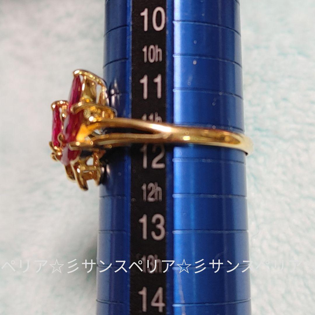 K18 ルビー0.89ctクラスターデザインリング
