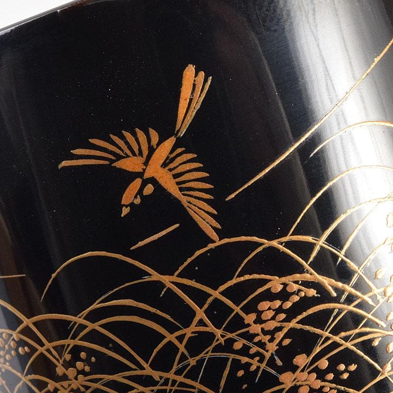 茶道具 中林星山作 秋草鳥蒔絵 茶器 共箱 V 8364