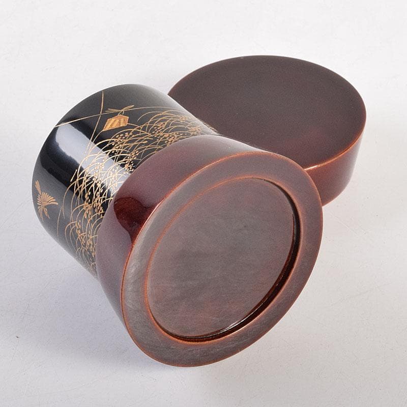 茶道具　中林星山作　秋草鳥蒔絵　茶器　共箱　V　8364