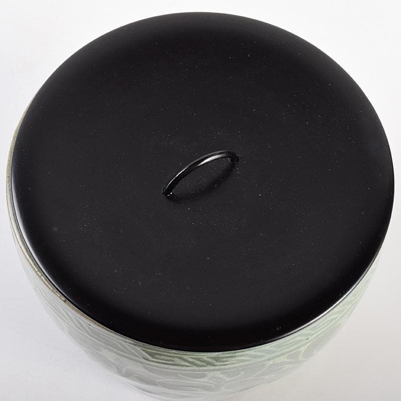 韓国 水広陶窯 李貞夏作 高麗青磁 花文 水指 合わせ箱 V