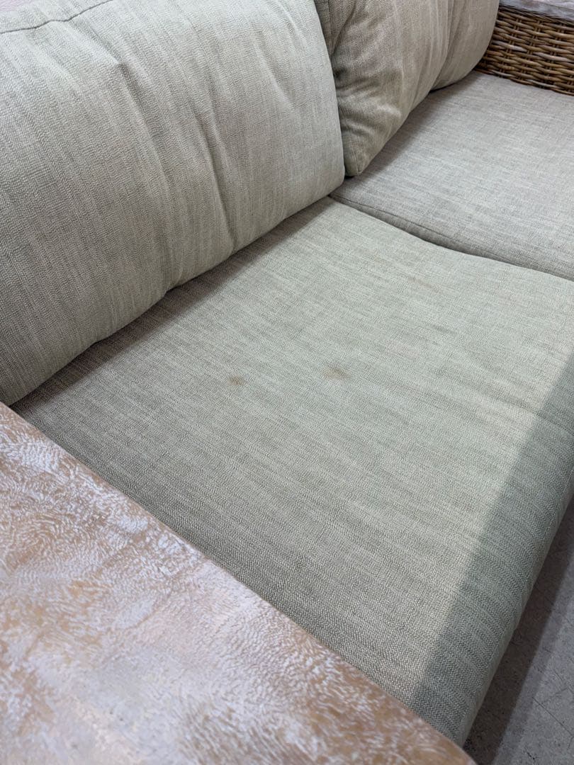 バリ家具】ディジョンソファ 3人掛け グレーホワイトウォッシュ｜8