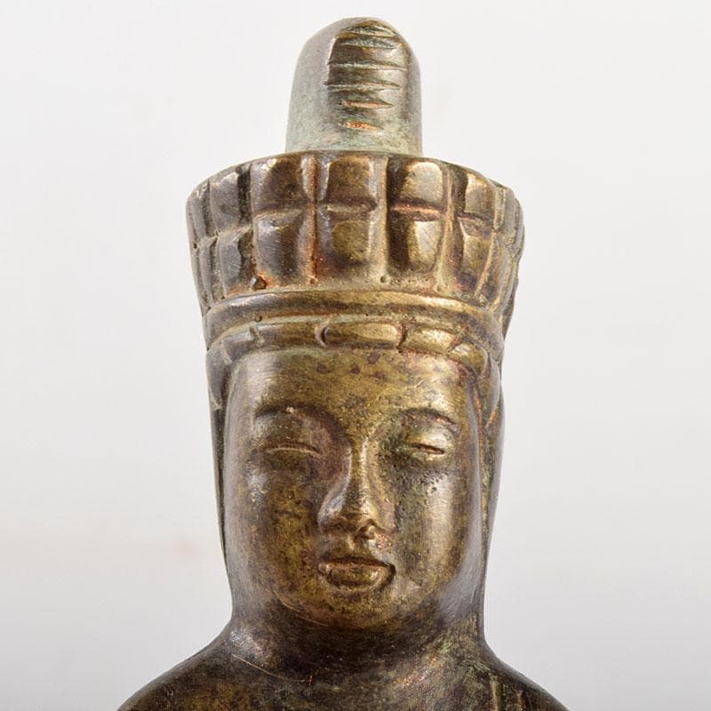 仏教美術 古銅鍍金 観音坐像 仏像 壁掛 時代箱付 D R4885