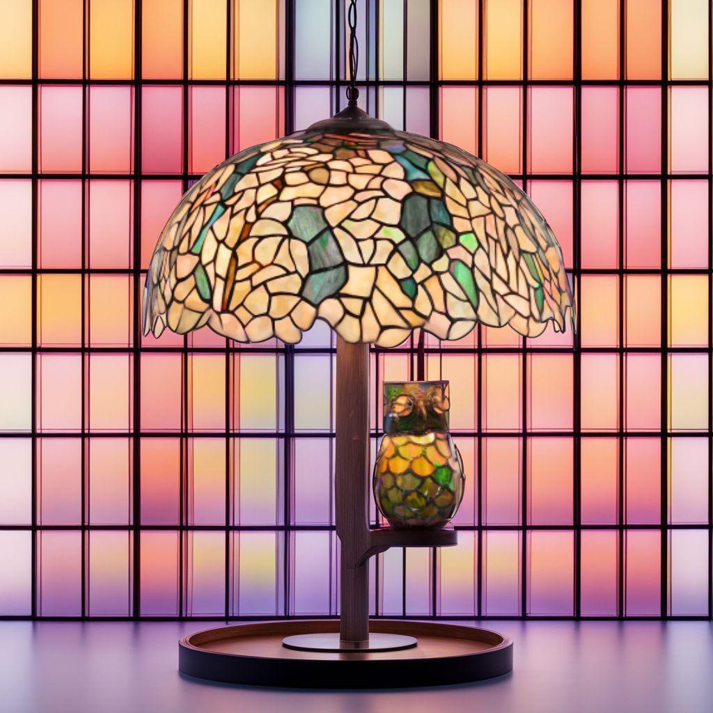 ステンドグラスランプ（フクロウ幸運）