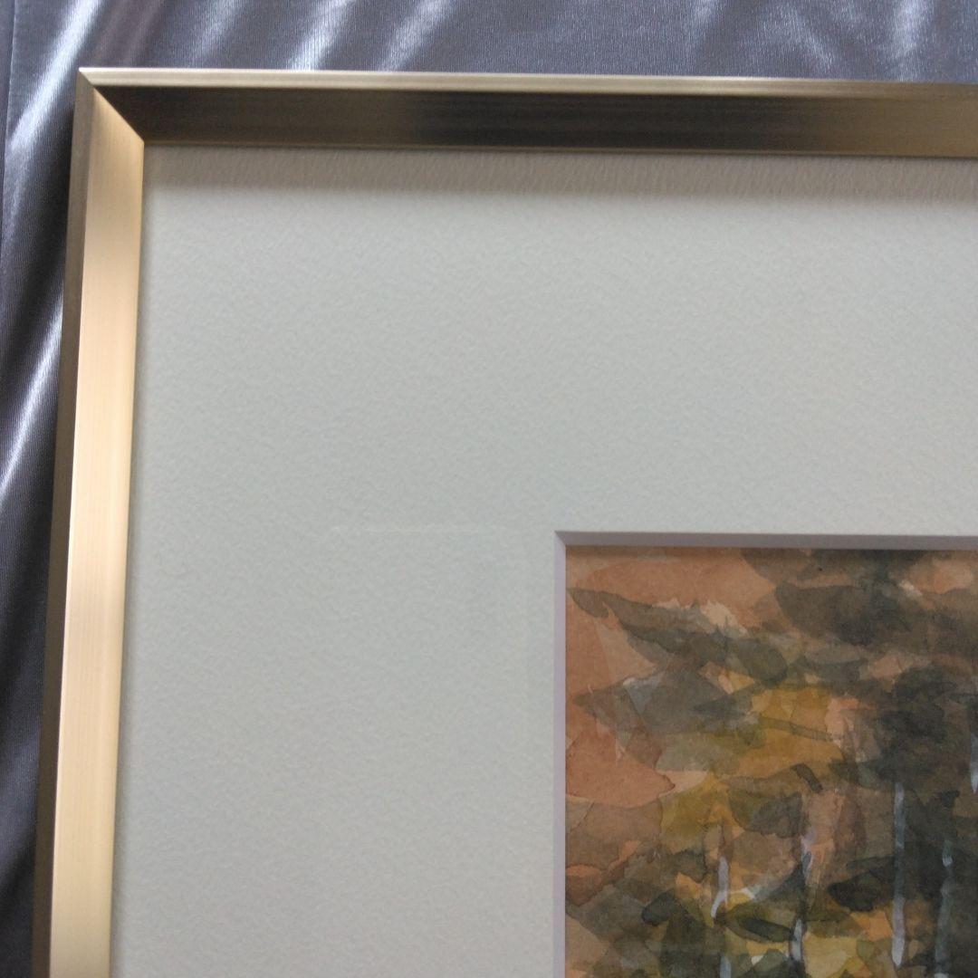 アート フレーム 額縁 ゴールド F6 水彩画 秋景 額装済み インテリア